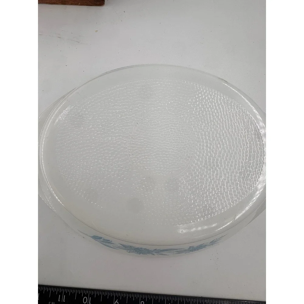 Pyrex Blue Thistle Divided Serving Dish Vintage Milk Glass Oval Casserole 1.5 Qt